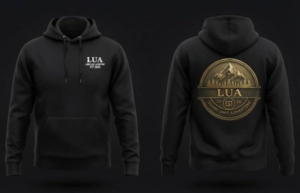 Heavy Weight Black Hoodie - LUA design Black/Gold - Front pocket - Pre Order Only