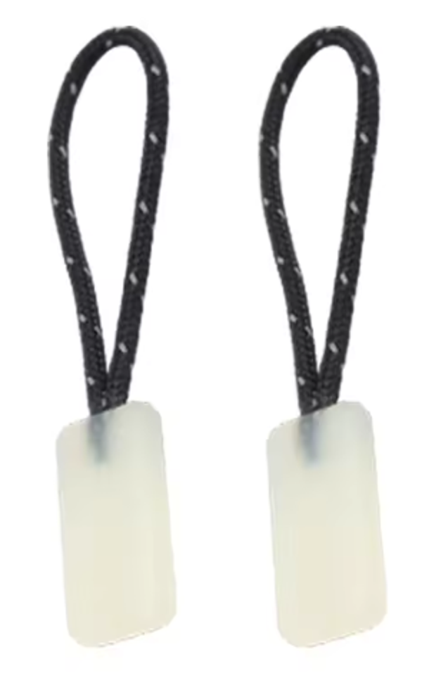 2pcs Luminous Zipper Pull Ultra-Bright Glow in The Dark Ends - Tent Lock Zips and also suitable for Clothing, Bags and other camping accessories