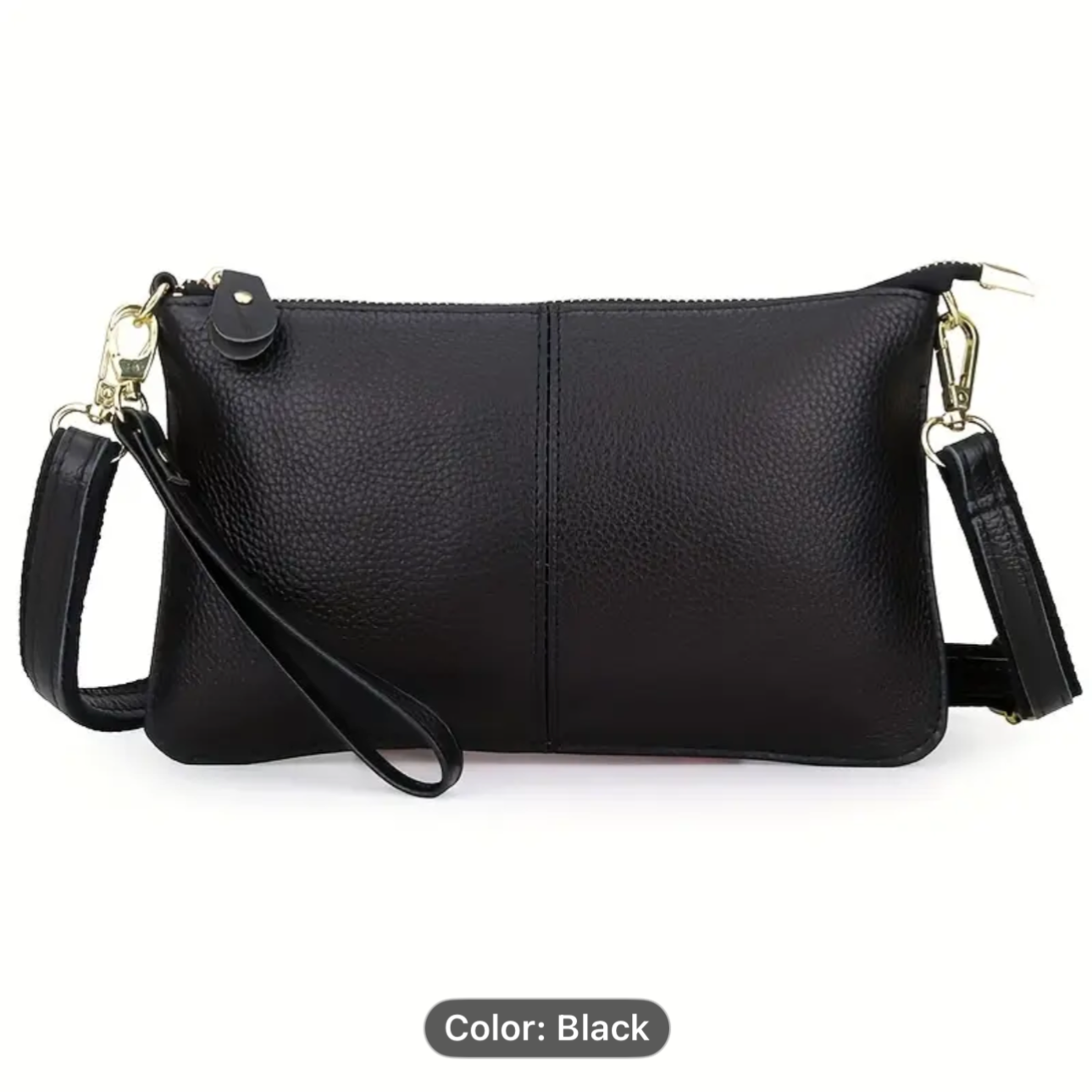 Genuine leather cross body bad wristlet