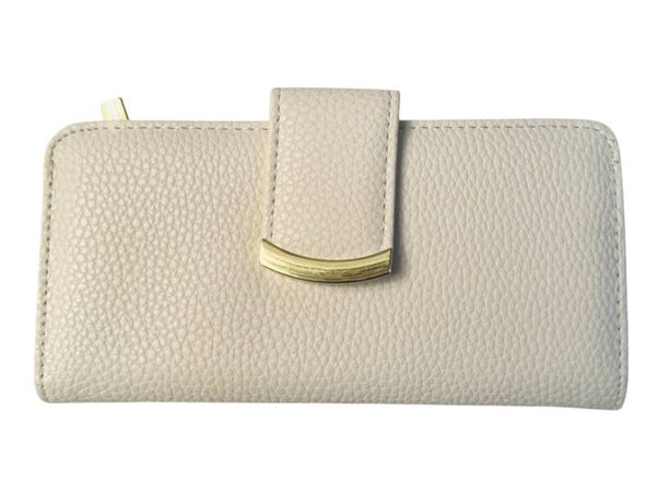 White faux leather wallet