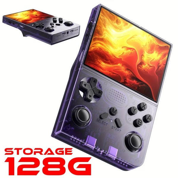 R40 Handheld Game Console, Palm-Sized, Joy on The Go! 3.5-Inch IPS HD Screen, 128GB Memory Card Included, Instant Save Support, 3000Mah Rechargeable Battery, Ultra-Long Battery Life