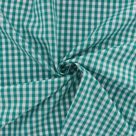 Tissu vichy popeline coton 6/6mm emeraude