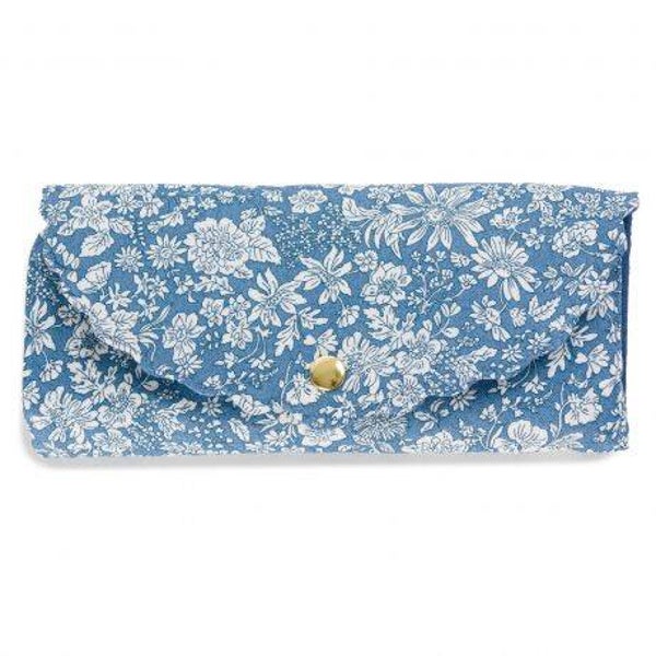 Pochette de couture garnie en tissu Liberty Fabrics Bleue