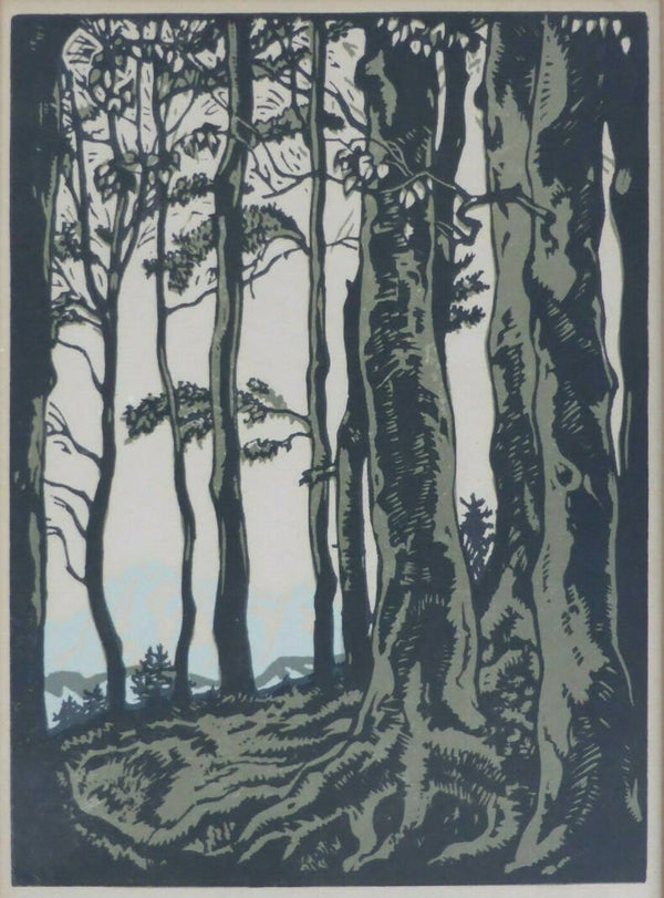 Benno Eggert Kleurenhoutsnede 'Hochwald' ~1925