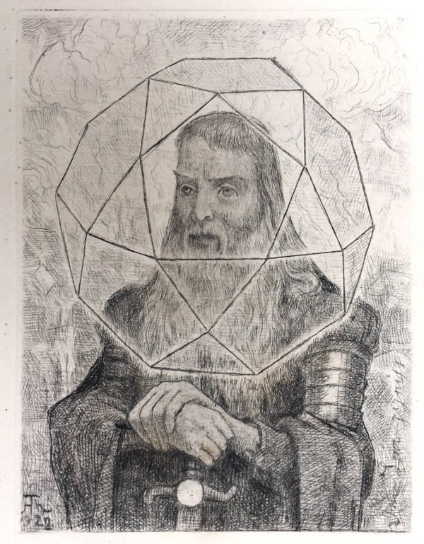 Hans Thoma Ets 'Ridder met symbool' 1922