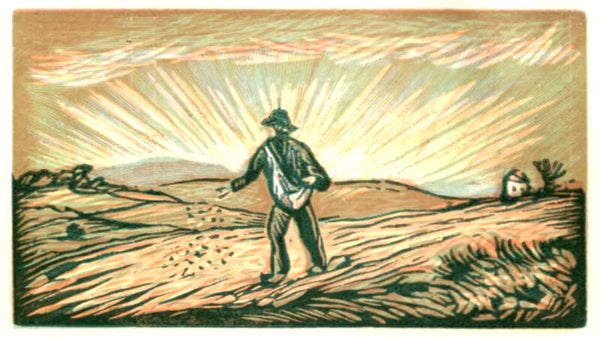 Josef Krejsa Kleurenhoutsnede 'De Zaaier' ~1920