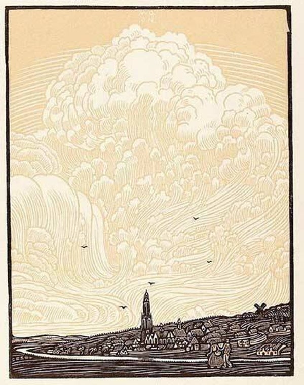 W.O.J.Nieuwenkamp Kleurenhoutsnede 'Rhenen' 1911