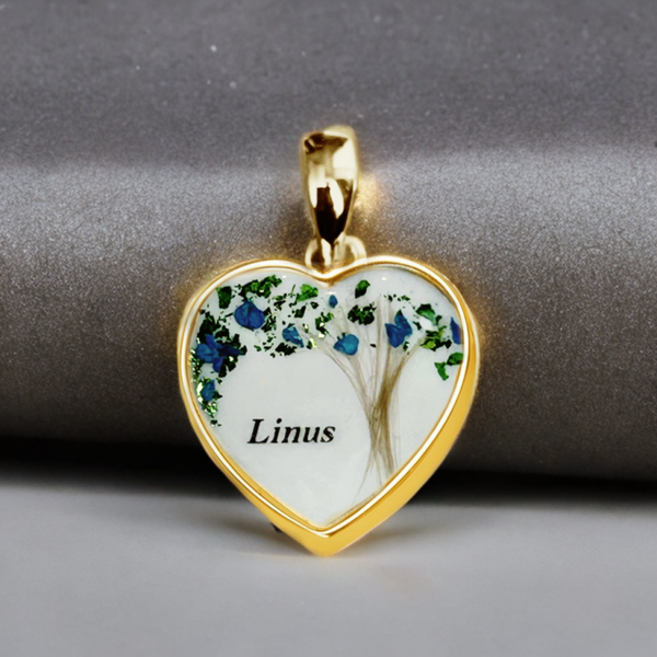 Herz Anhänger "Baum des Lebens" Muttermilch aus 925 Sterlingsilber vergoldet 16mm