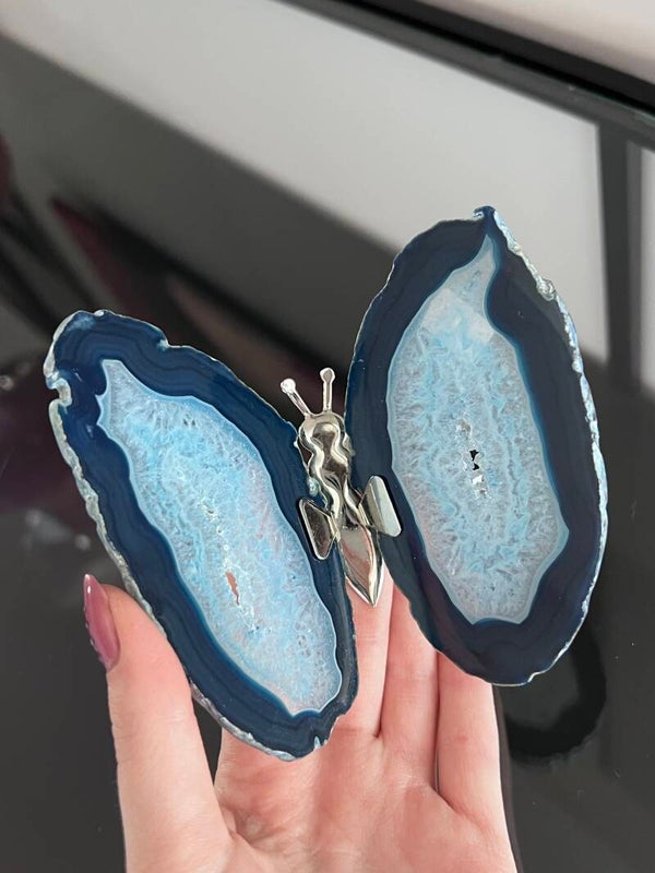 Agaat Vlinder Blauw (Gekleurd) #144