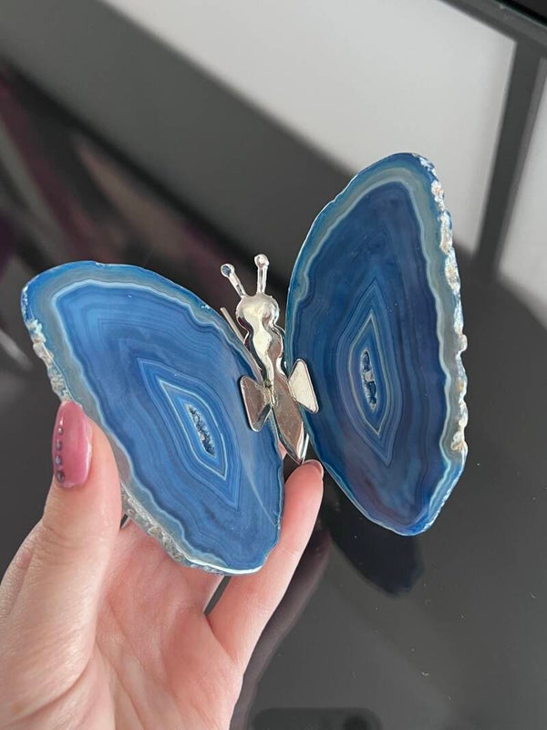 Agaat Vlinder Blauw (Gekleurd) #146