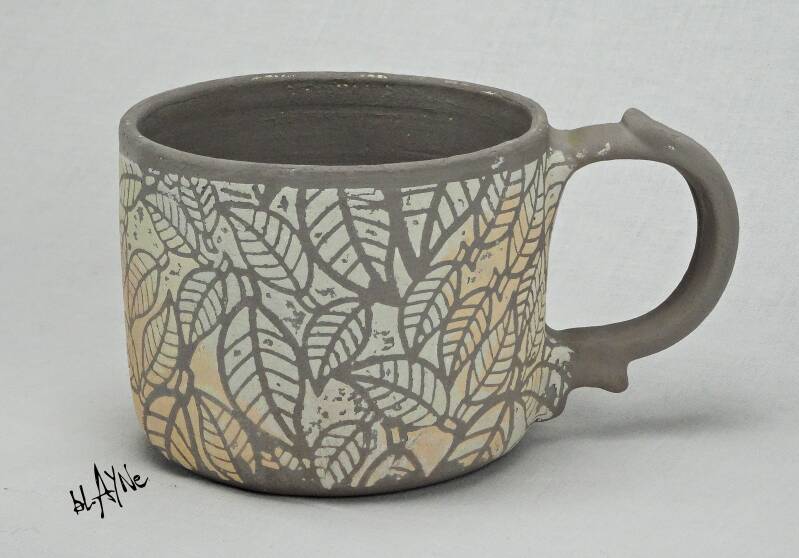 Mono print type sprig decoration.