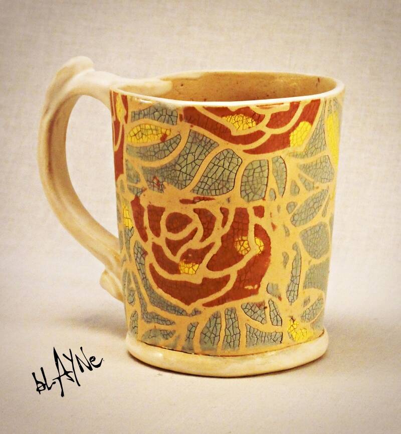 Slip decoration on slab.