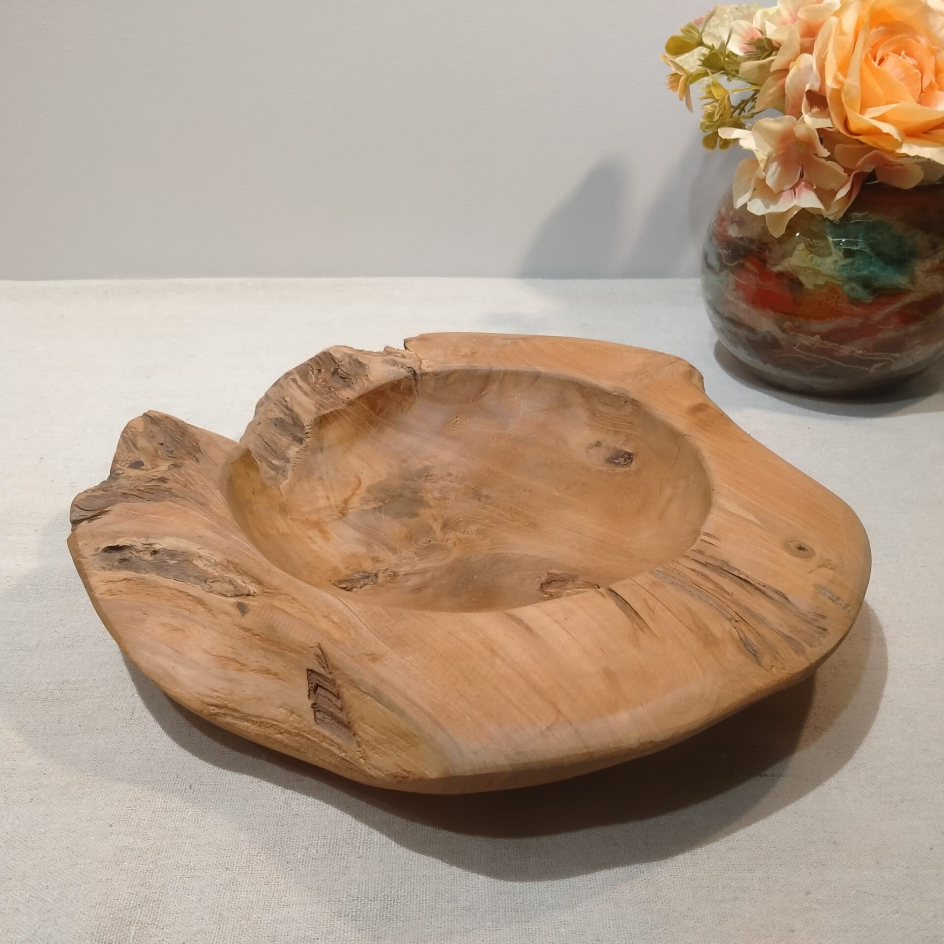 Grand vide-poches artisanal en teck