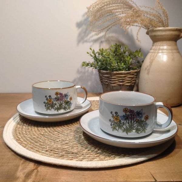 2 déjeuners vintage en grès