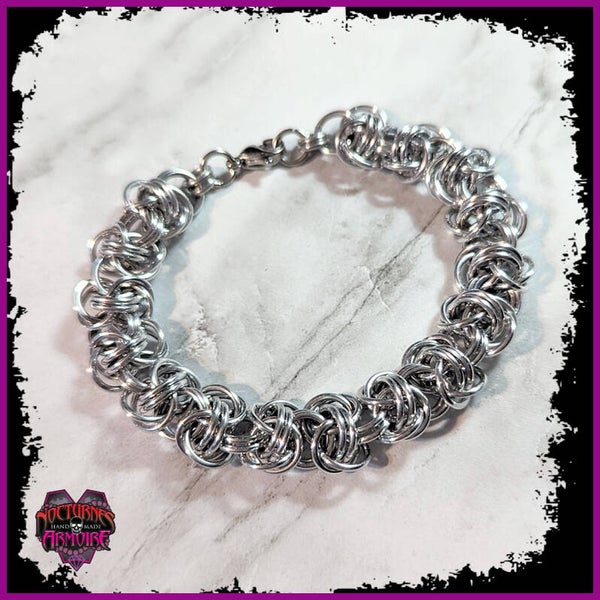 Silver Byzantine Fire Chainmaille Bracelet