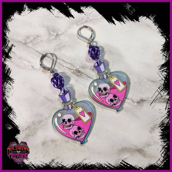 Skull Potion Bottle Earrings