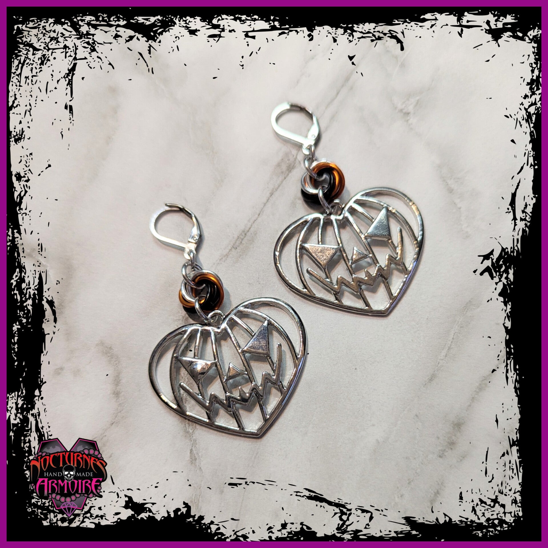 Jack-o-Lantern Heart Earrings