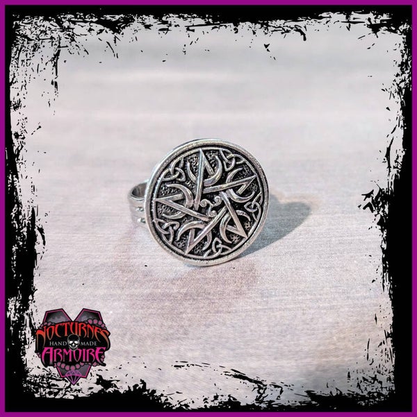 Pentagram and Triquetra Adjustable Ring