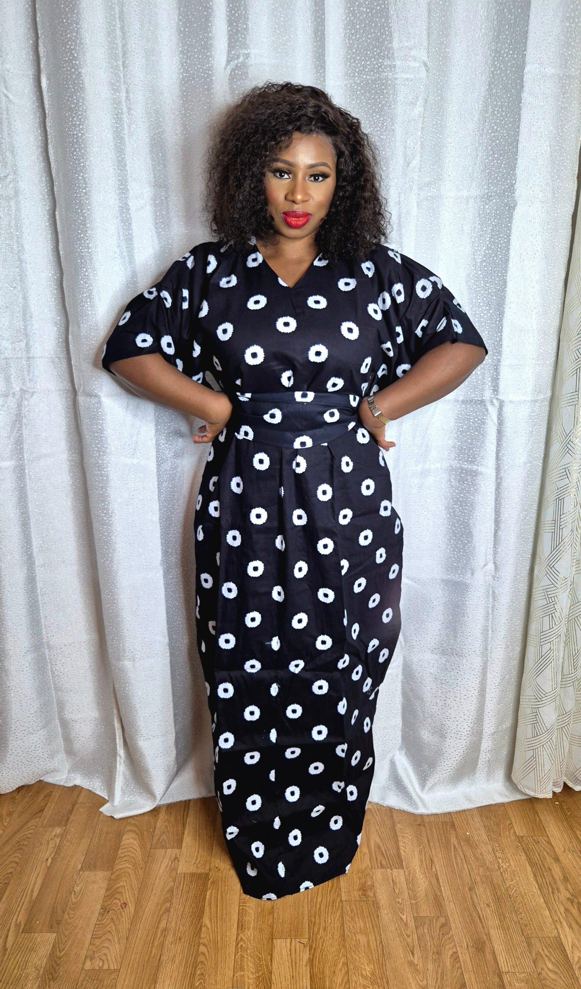 Robe boubou wax indigo