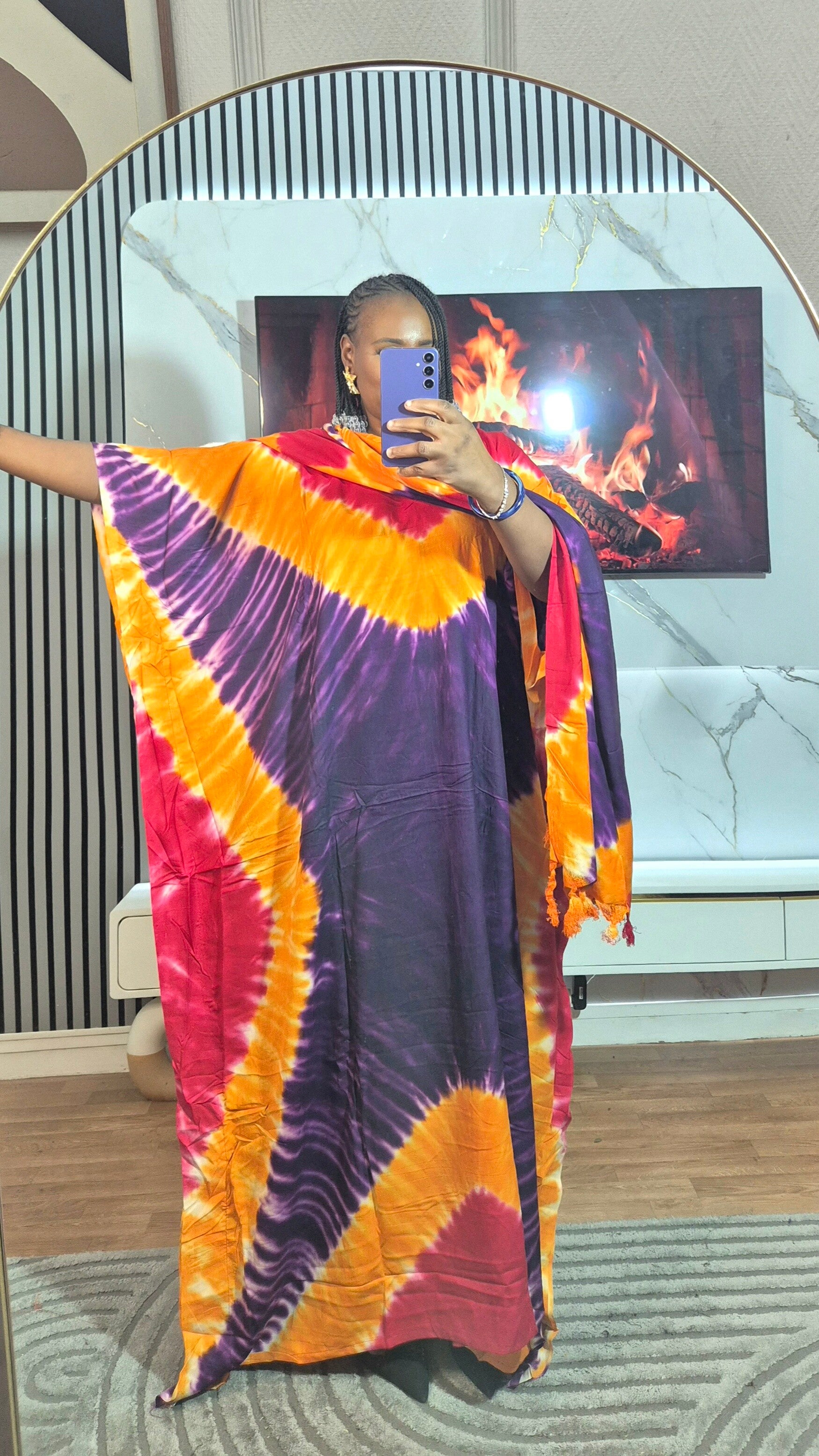 Robe de maison en coton +maxi châle