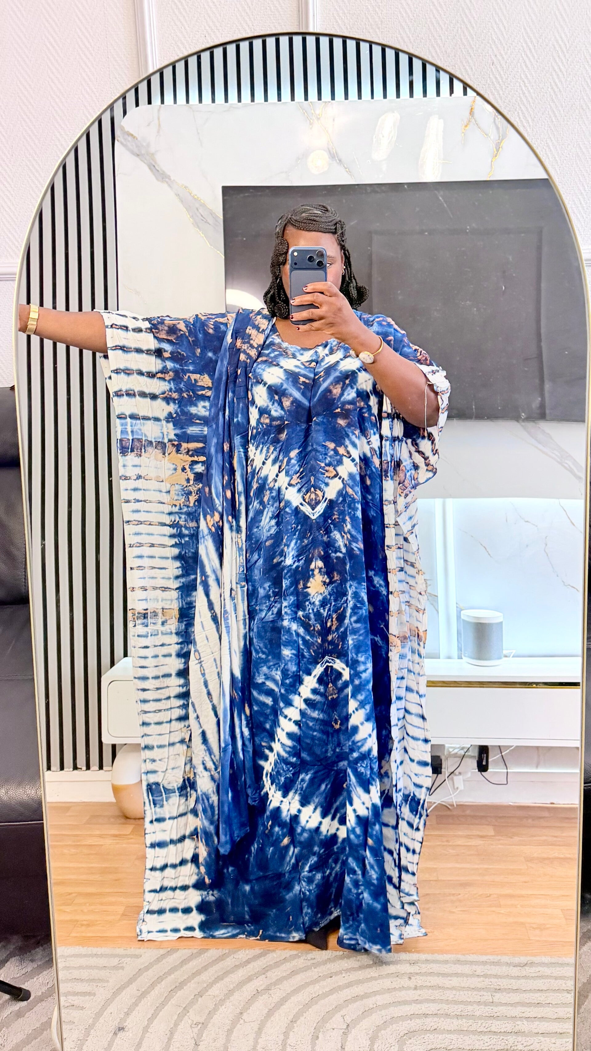 Robe de maison en coton +maxi châle