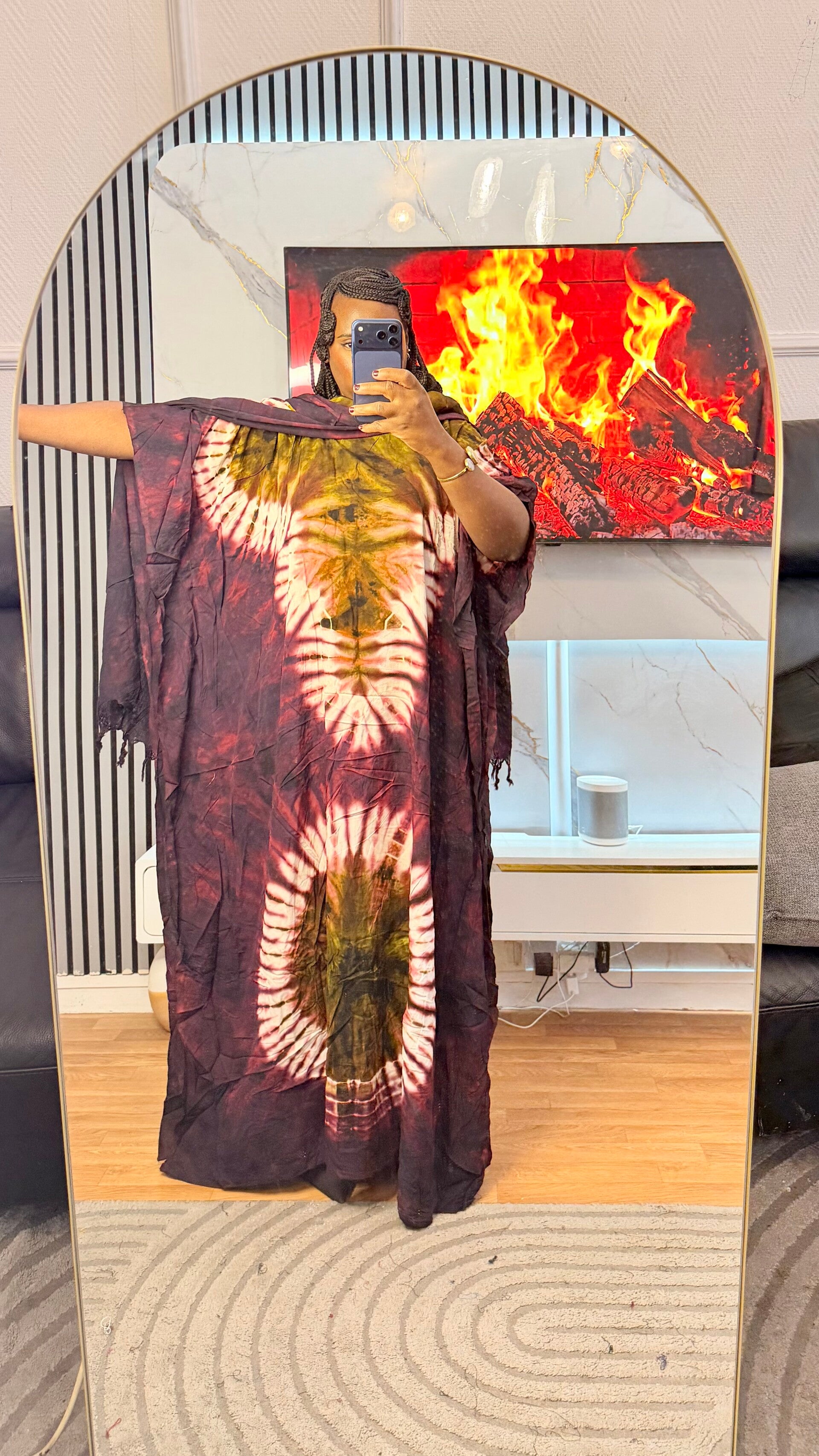 Robe de maison en coton +maxi châle