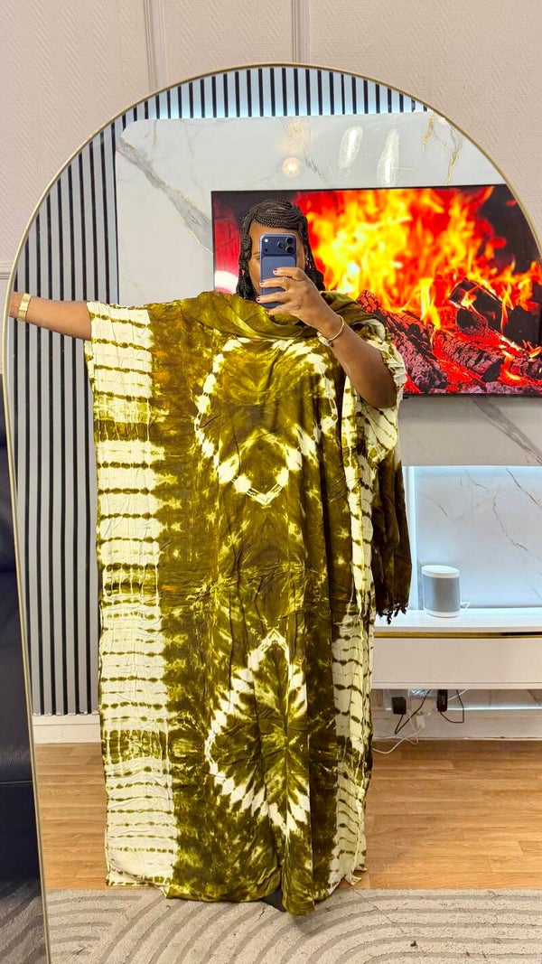 Robe de maison en coton +maxi châle