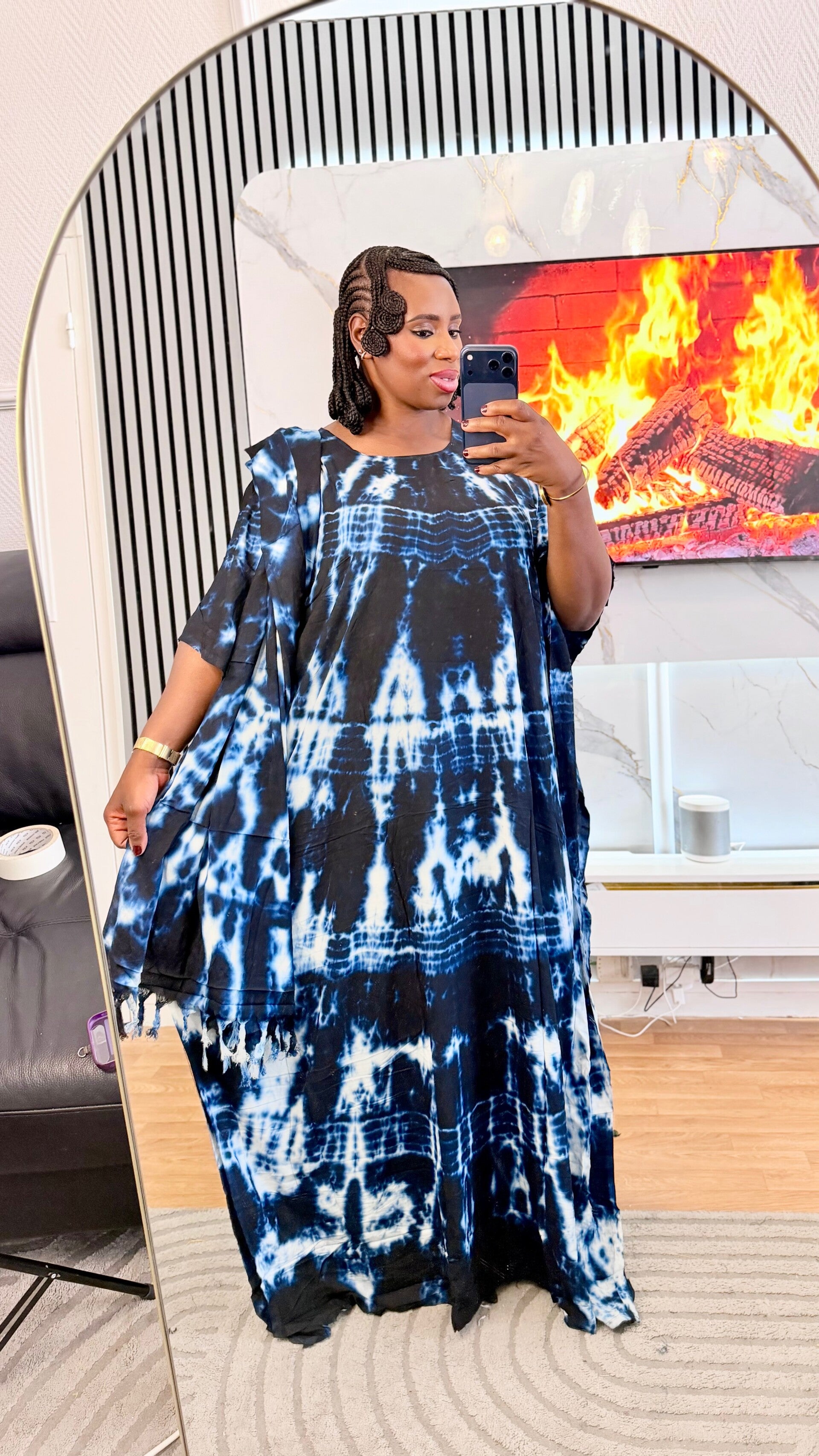 Robe de maison en coton +maxi châle