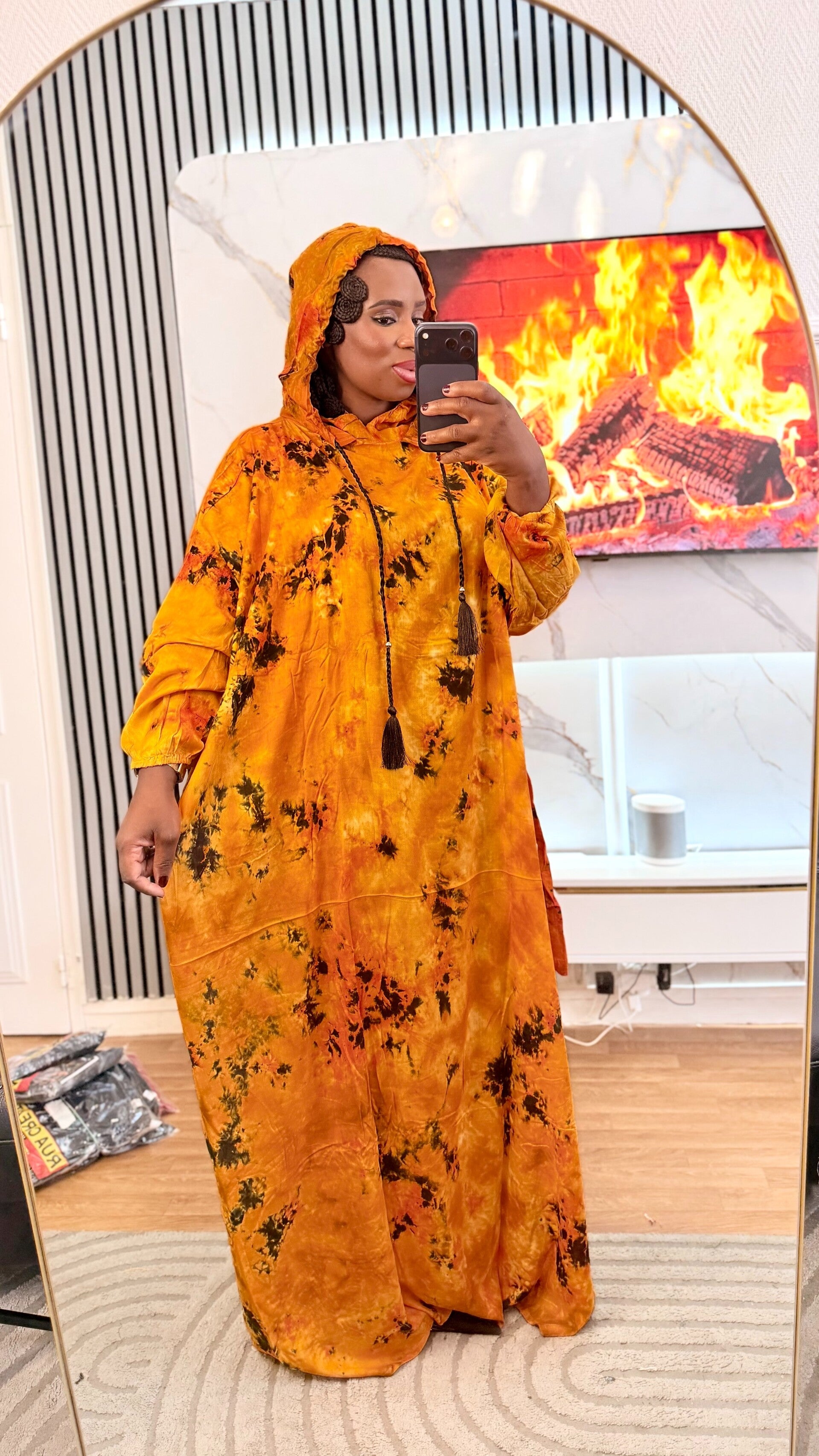 Robe de maison à  capuche +grand châle