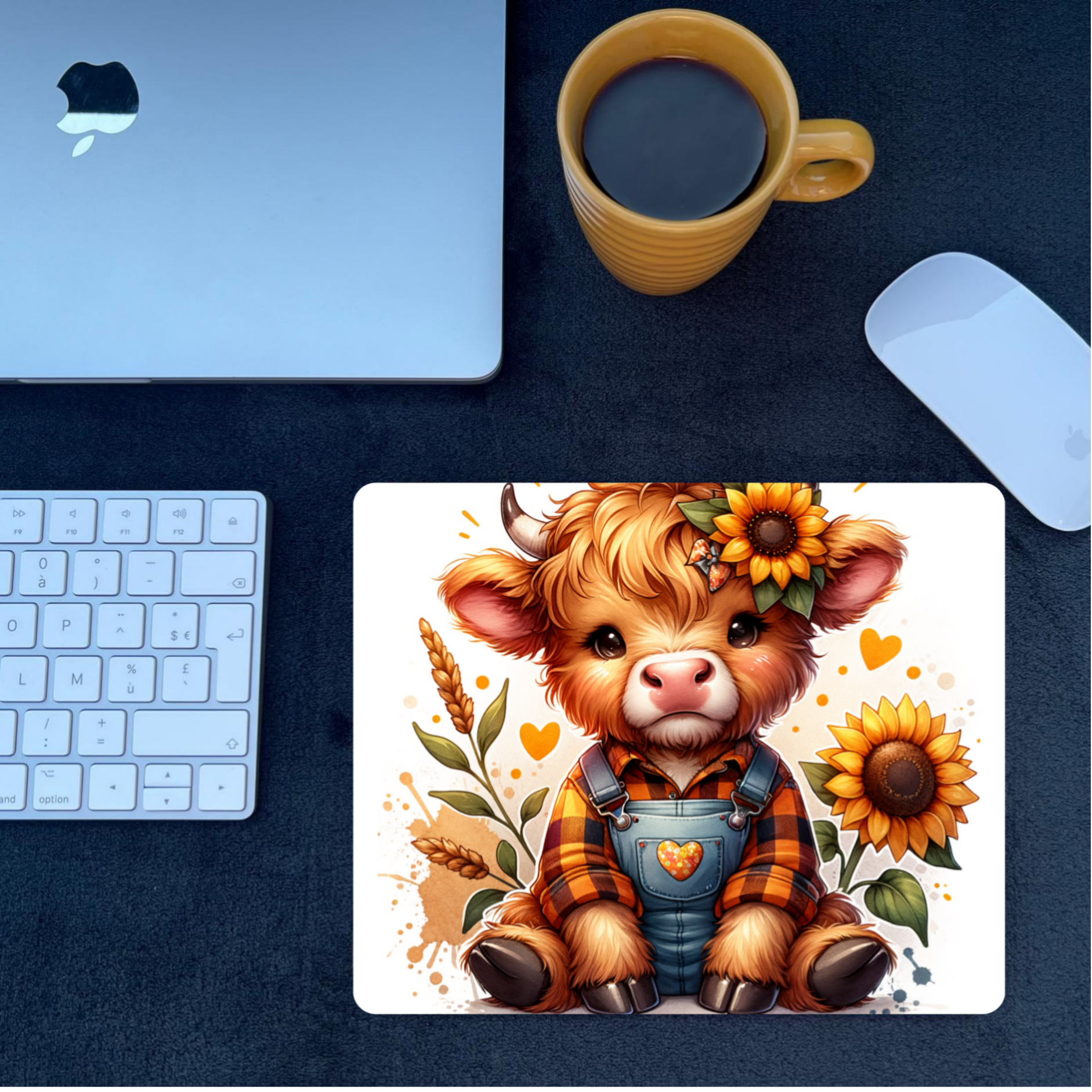 Sunflower and calf mousepad