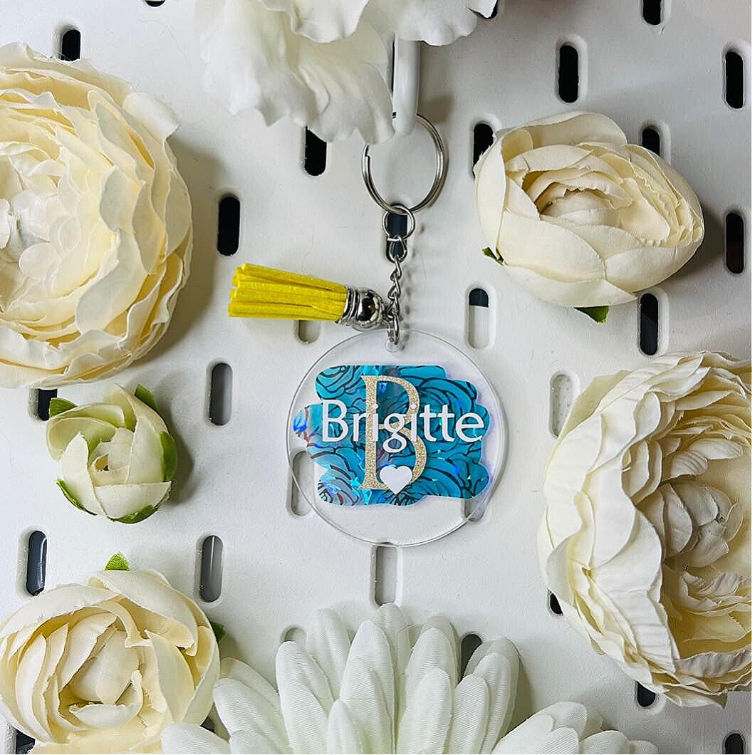 Sleutelhanger met initiaal en naam