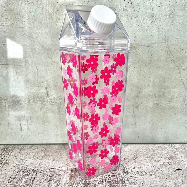 Roze bloemetjes herbruikbare drankbrik