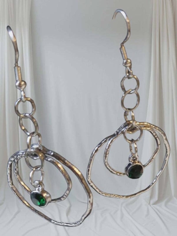 925 silver and Emerald earrings May birthstone