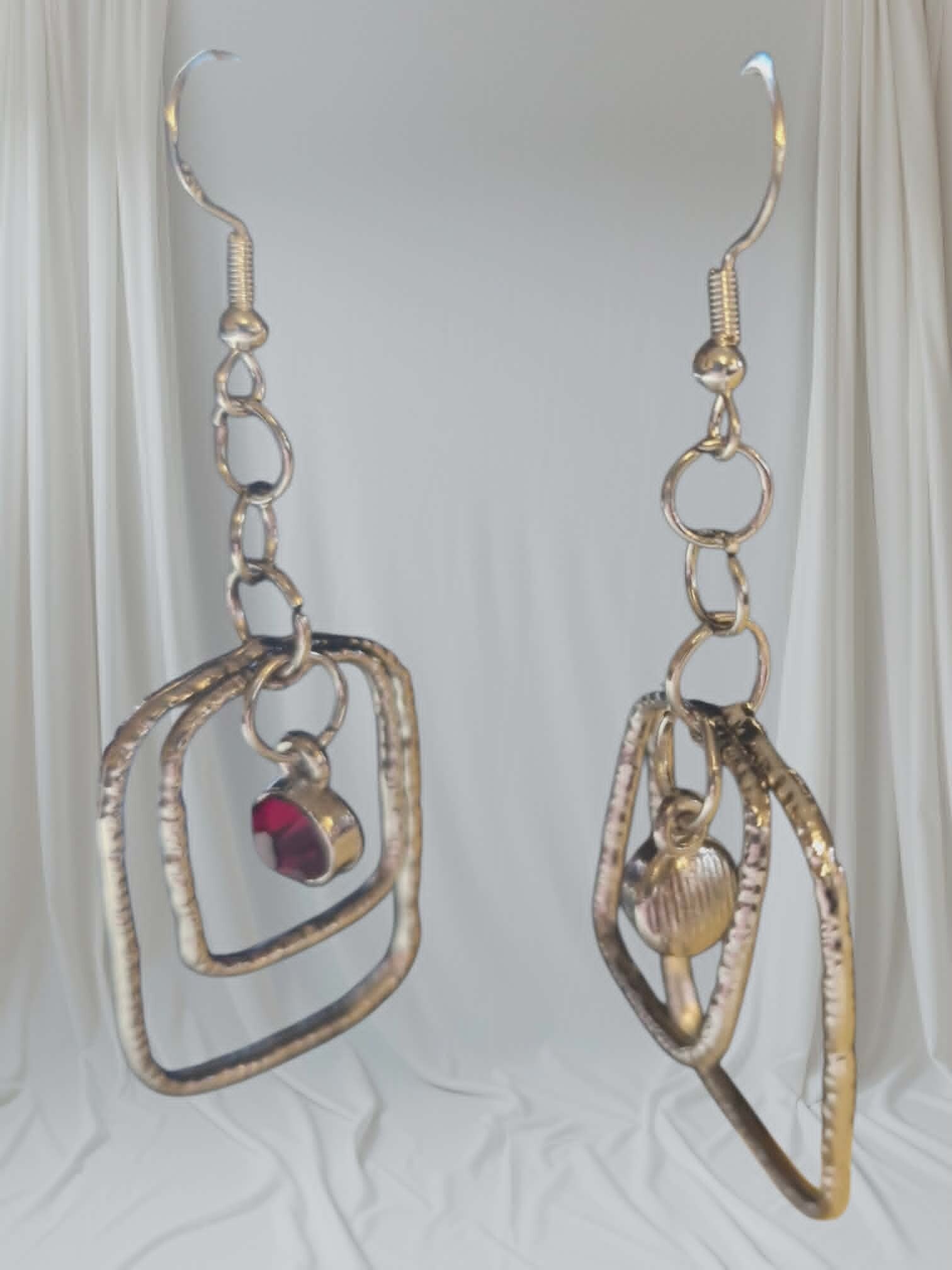 925 Silver & Garnet earrings Birthstone January