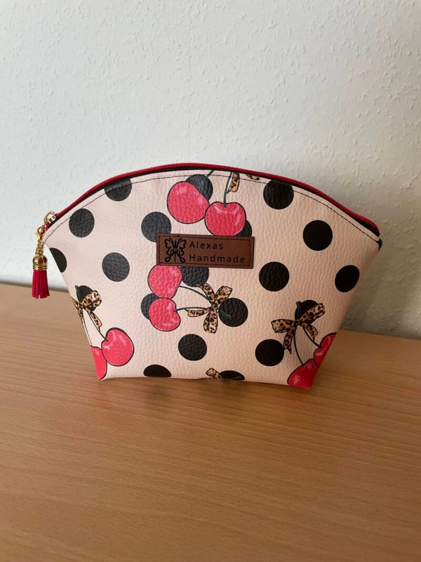 Kosmetiktasche mit Kirsch/Leo Kunstleder