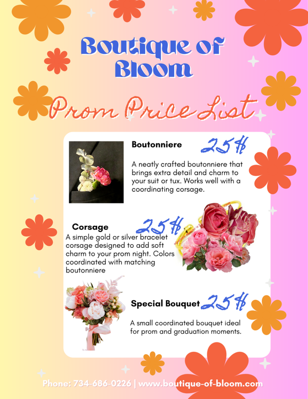 Boutonniere, Corsage & Special Bouquet