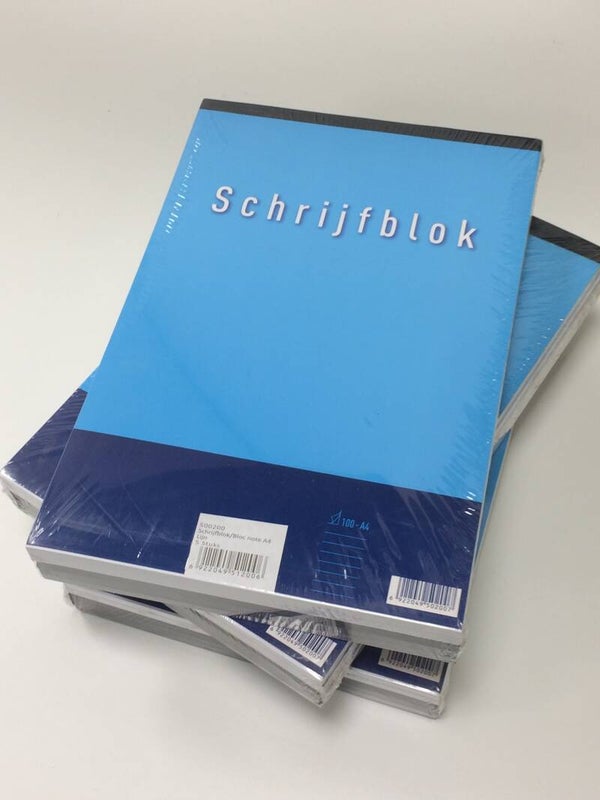 Schrijfblokken met blauwe lijntjes