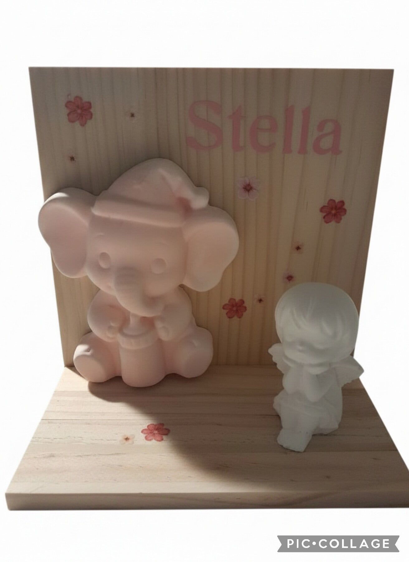 Handgemachtes Baby-Geschenkset aus Holz  und gips