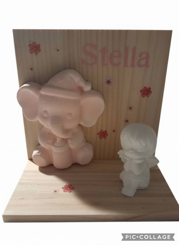 Handgemachtes Baby-Geschenkset aus Holz  und gips