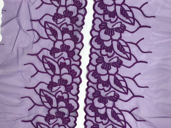 Purple embroidered mesh