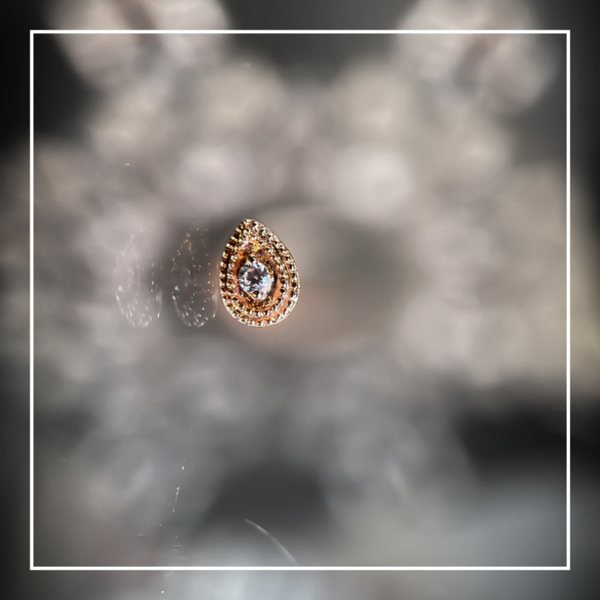 Pear CZ Double Millgrain