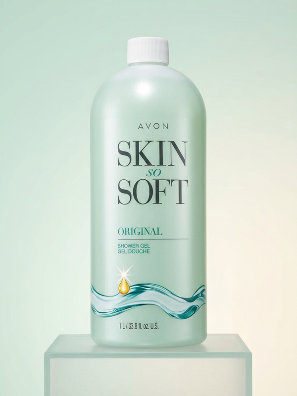 Classic Avon Skin So Soft Original – Large 33.8 oz. Green Herbal Shower Gel