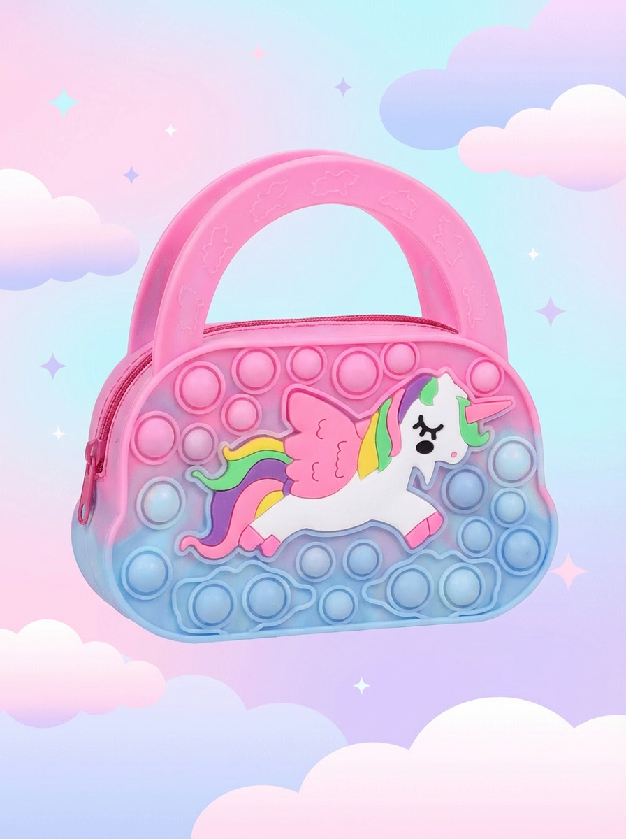 Unicorn Pop-It Purse for Girls – Rainbow Silicone Fidget Handbag Sensory Toy