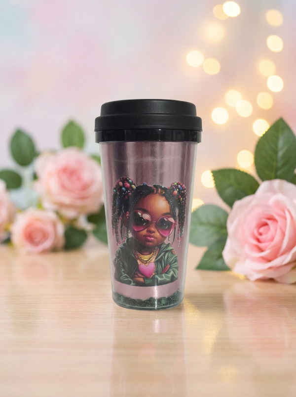 Custom Handmade Rose Gold Glitter Tumbler – Boutique Chibi Girl Tumbler