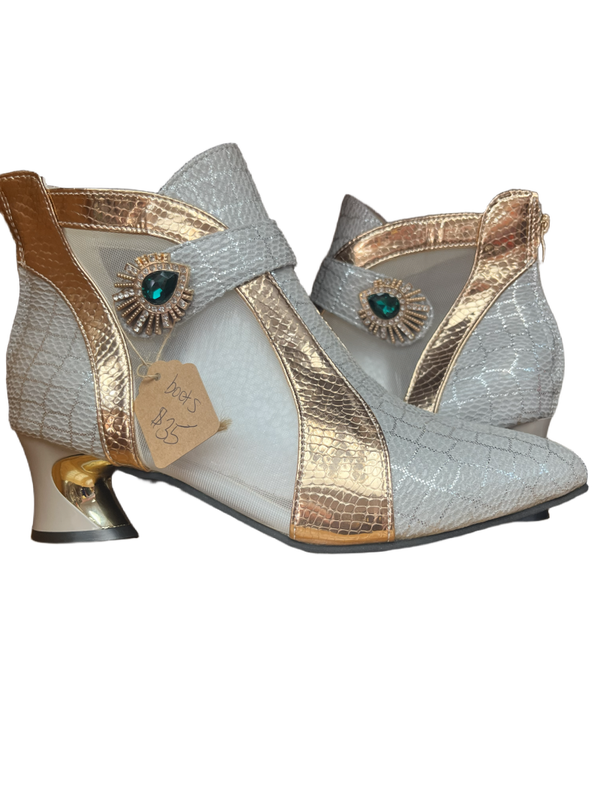 Gold and Gray Reptile Print Boots