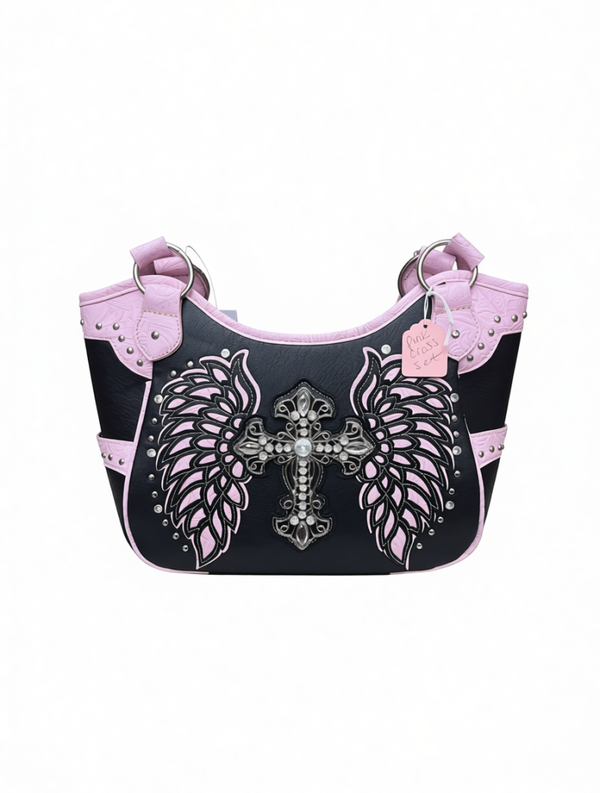 Pink & Purple Angel Wings Cross Purse Set