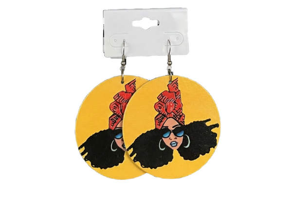 AfroChic Radiance: Bold Yellow Statement Earrings