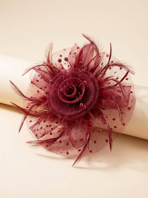 Burgundy facinator head piece