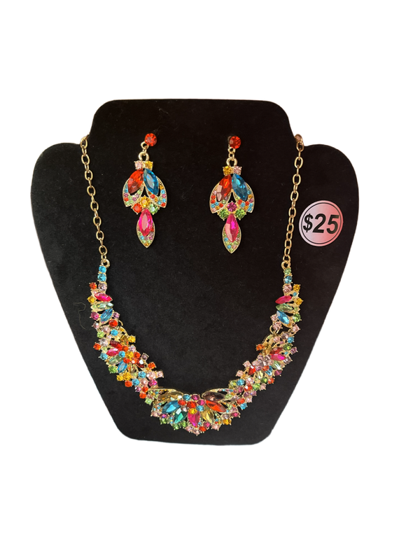 Colorful Gem Necklace Set