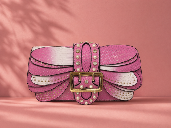 This is an absolute work of art! The "butterfly wing" layering technique combined with the snake-skin texture and pearl embellishments makes this a very high-end, maximalist accessory. It’s perfect for customers who love "Boutique" or "Couture" style piec